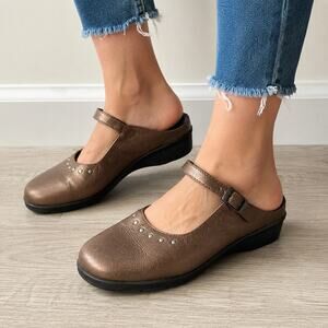 Stonefly Blu Soft Bronze Metallic Leather Mary Jane Mules Comfort EU 38 US 7.5